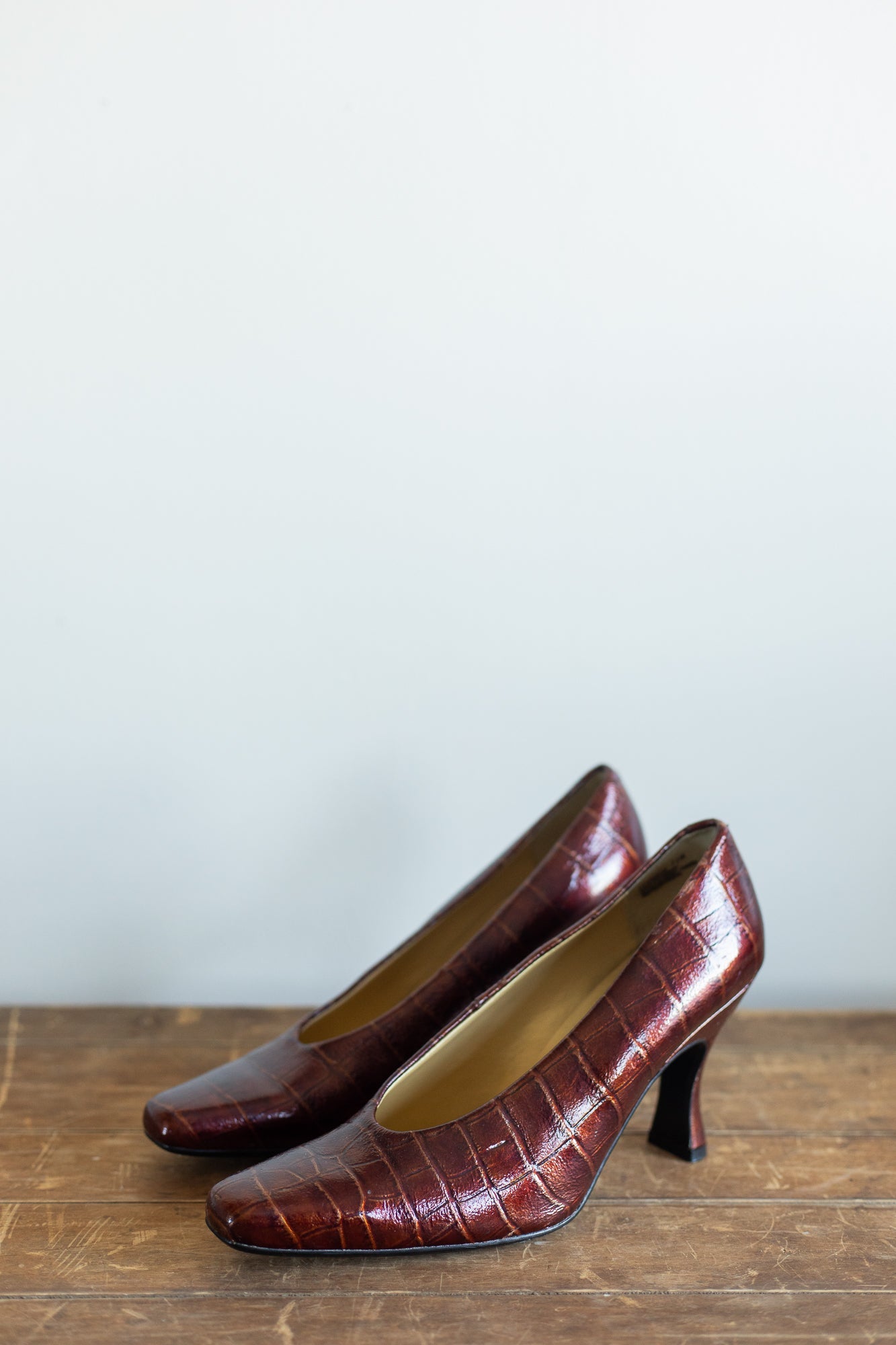 Bronze Faux Croc Pumps | 7.5