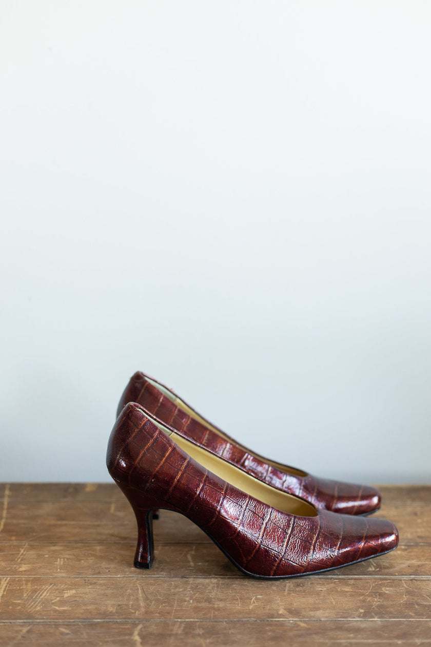 Bronze Faux Croc Pumps | 7.5