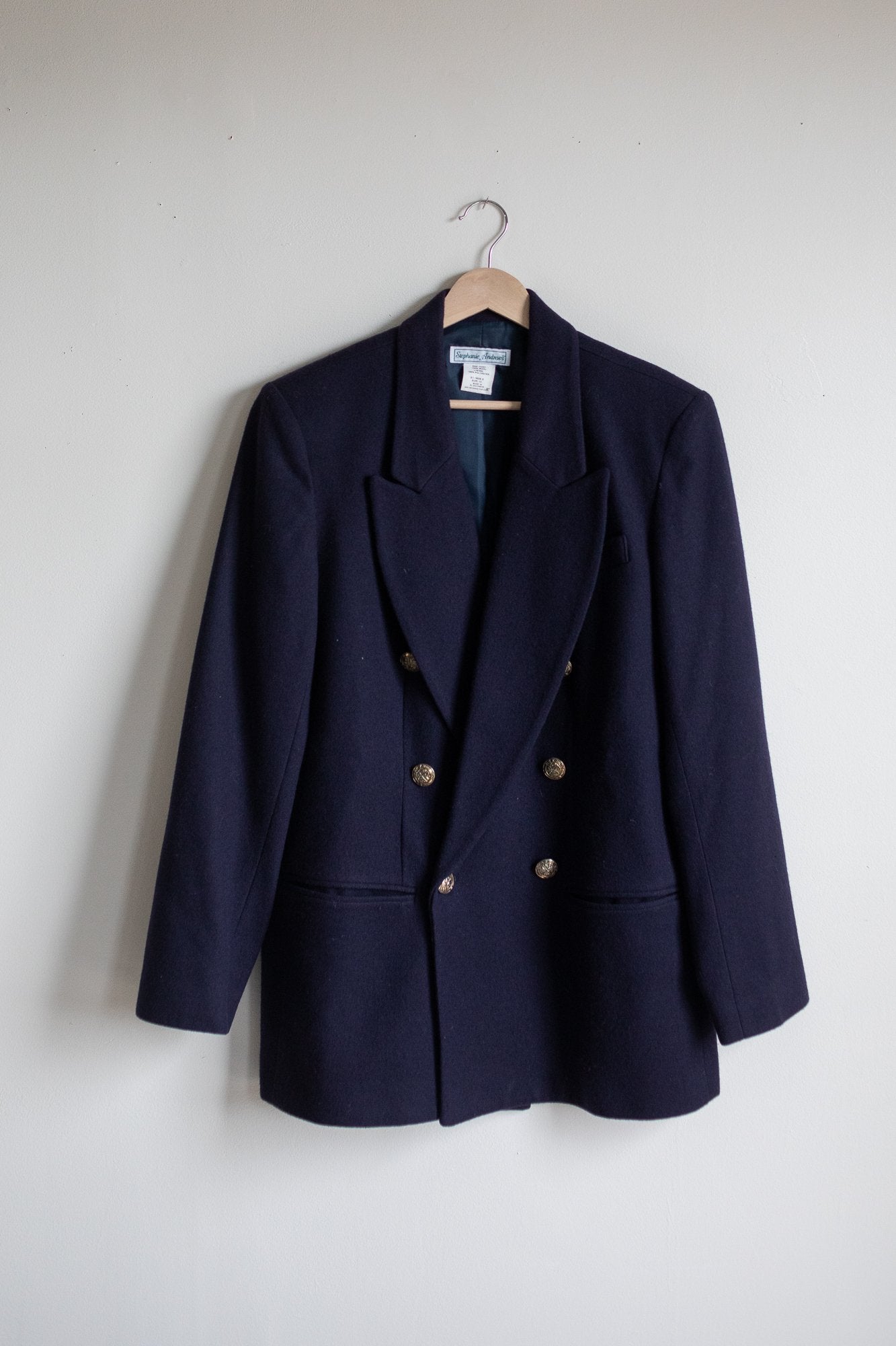 Navy Wool Double Breasted Blazer