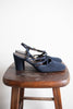 Navy Closed Toe Strappy Pumps | w8.5