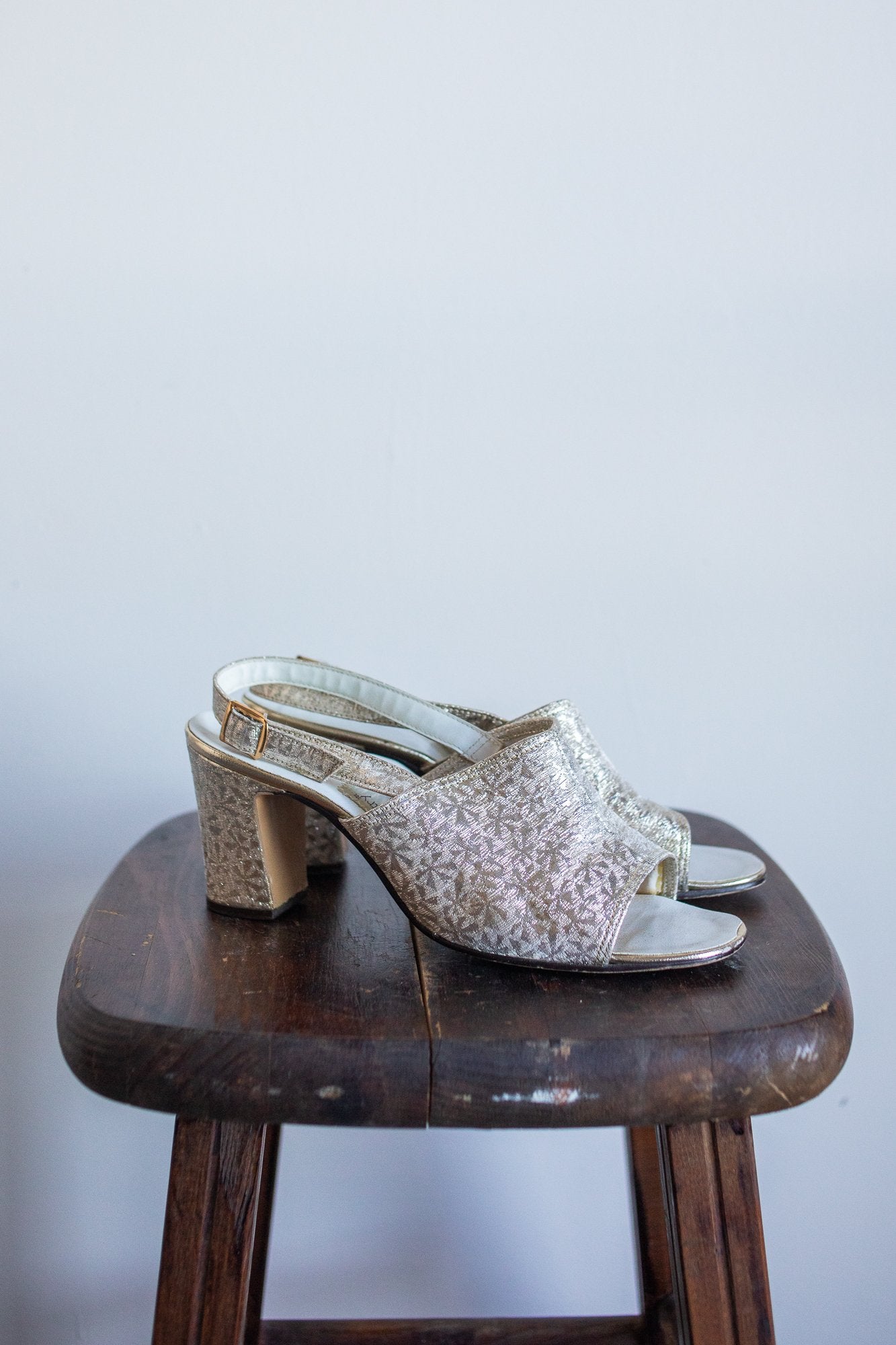 Gold Tone Block Pumps | W6