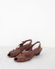 Brown Leather Low Wedges