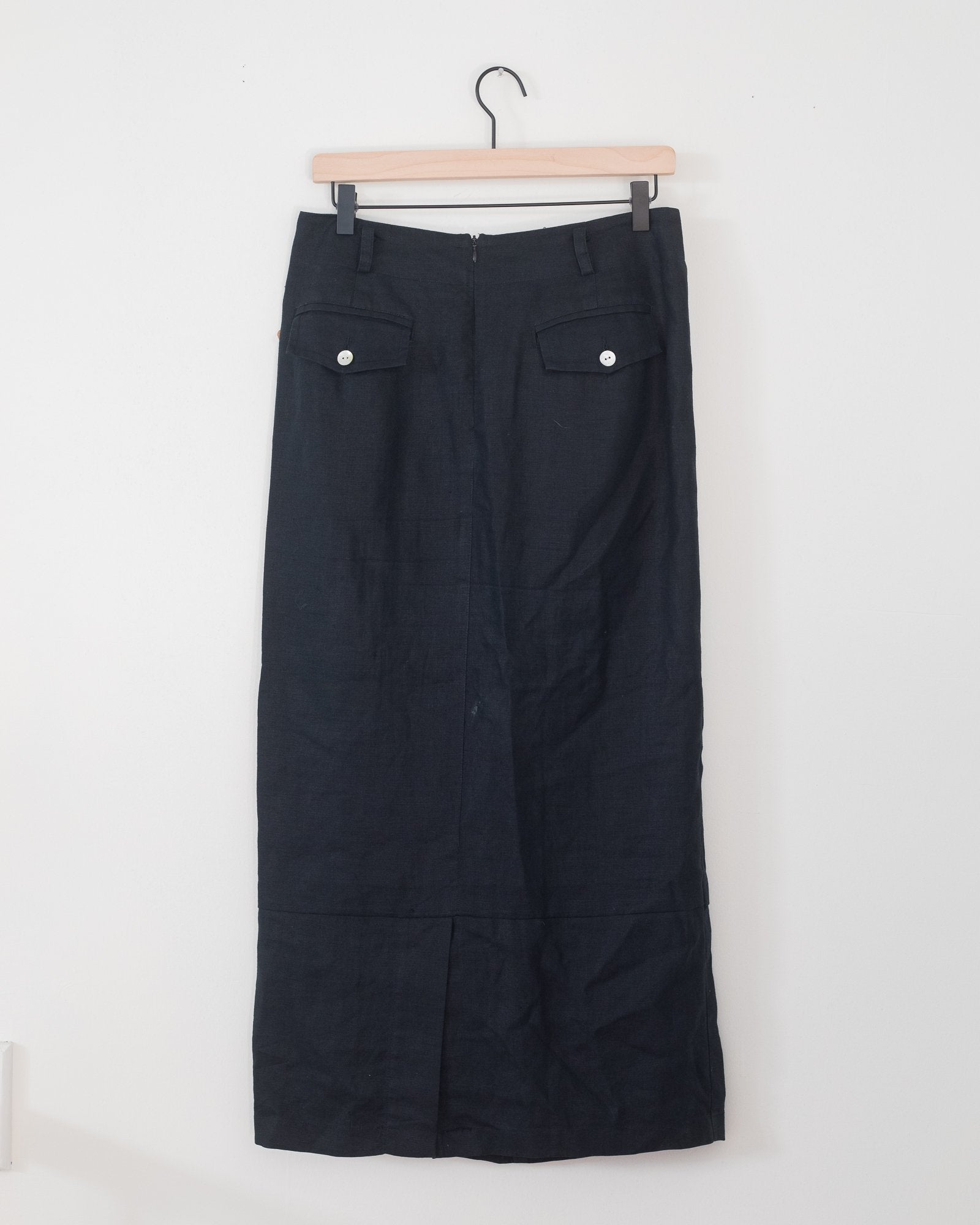 Black Linen Pencil Skirt