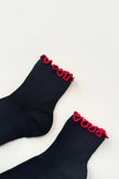 The Petite Ruffled Modal Socks in Butter /  Blue