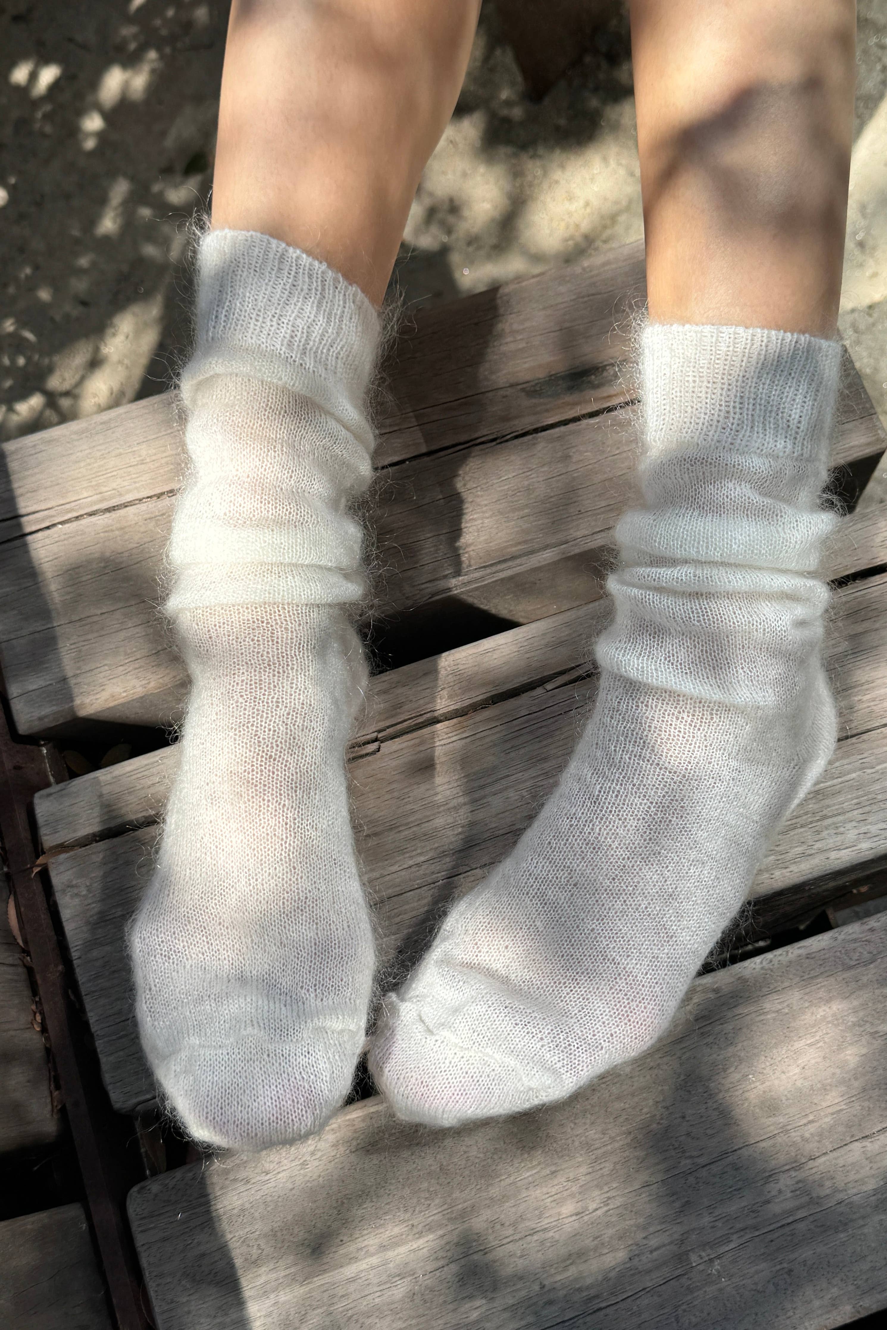 Mohair Veil Socks (wholesale): Mountain Olive