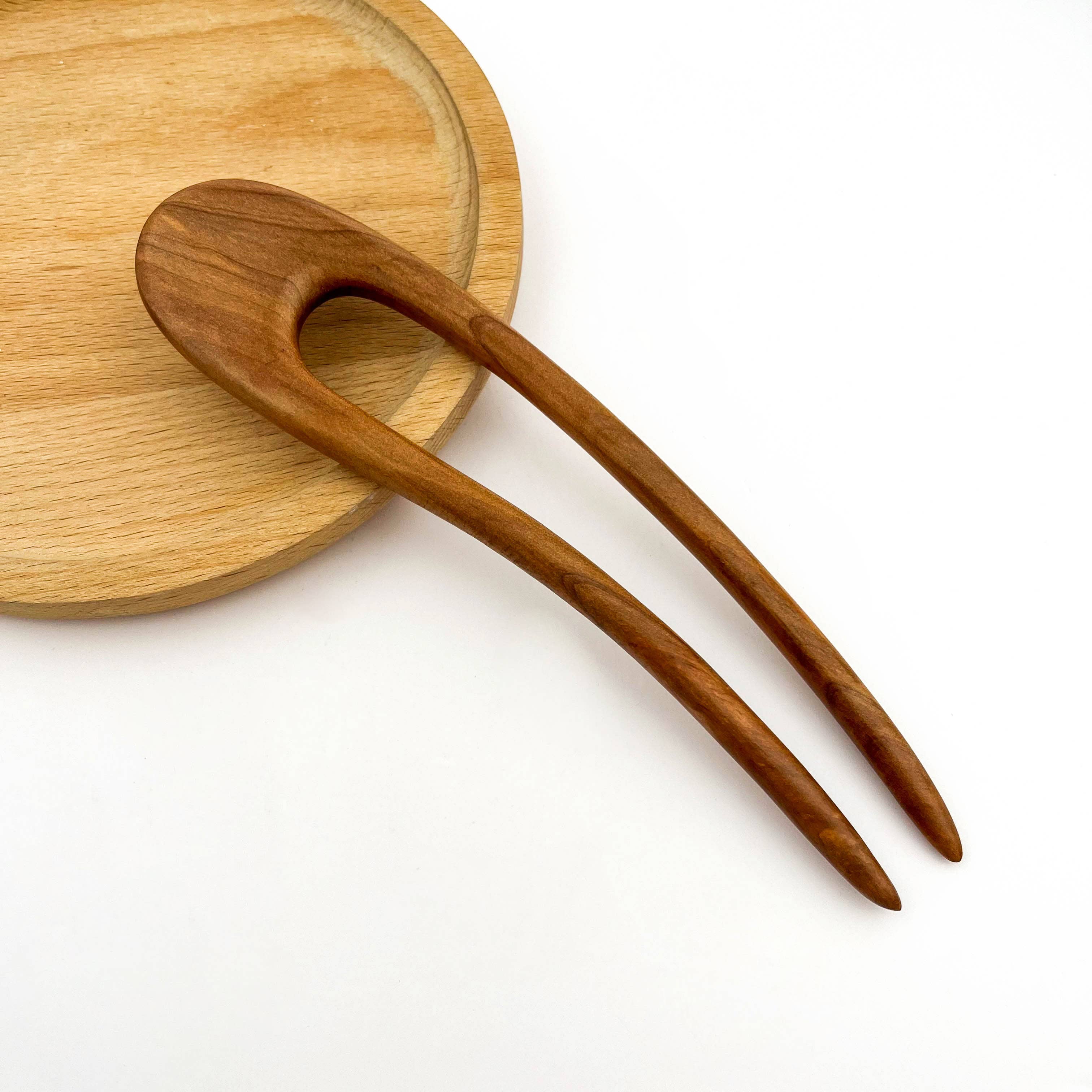 U-Shaped Wooden Hairpin: A-4.5''