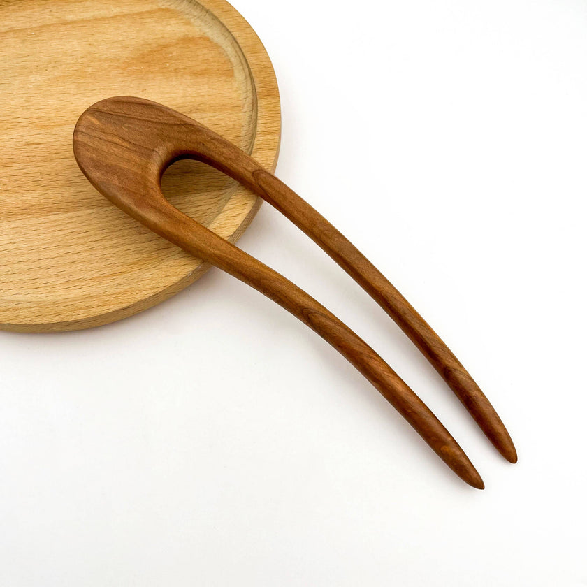U-Shaped Wooden Hairpin: A-4.5''