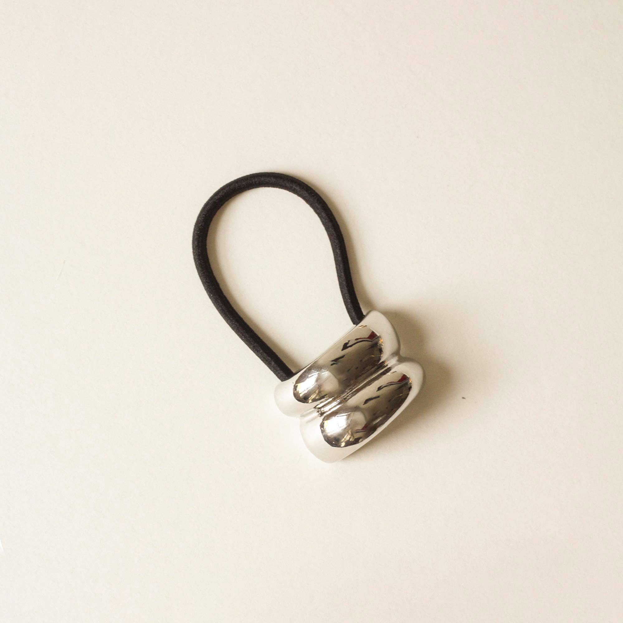 Mini Double Arch Metal Ponytail Hair Tie | Silver