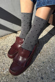 Polka Dot Sneaker Socks (wholesale): CACAO/BLUE