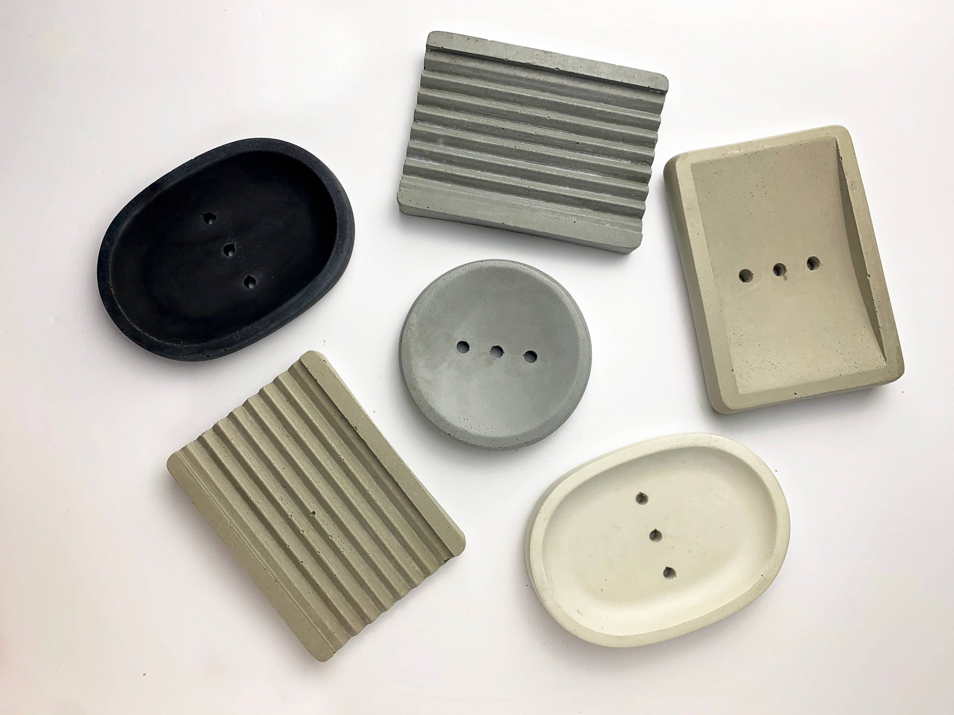 Handmade Concrete Soap Dish: Slate Gray / Ridged
