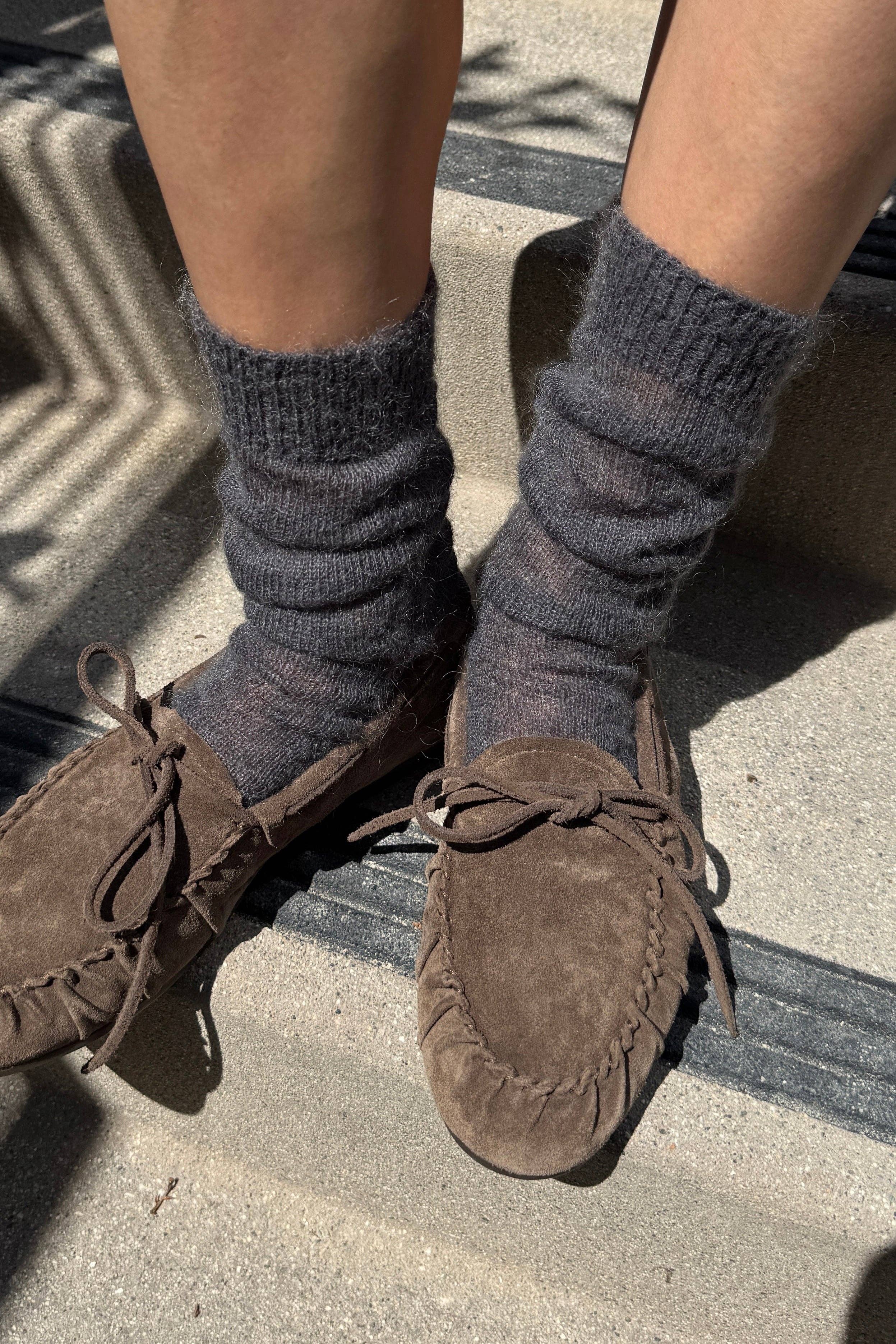 Mohair Veil Socks (wholesale): Mountain Olive