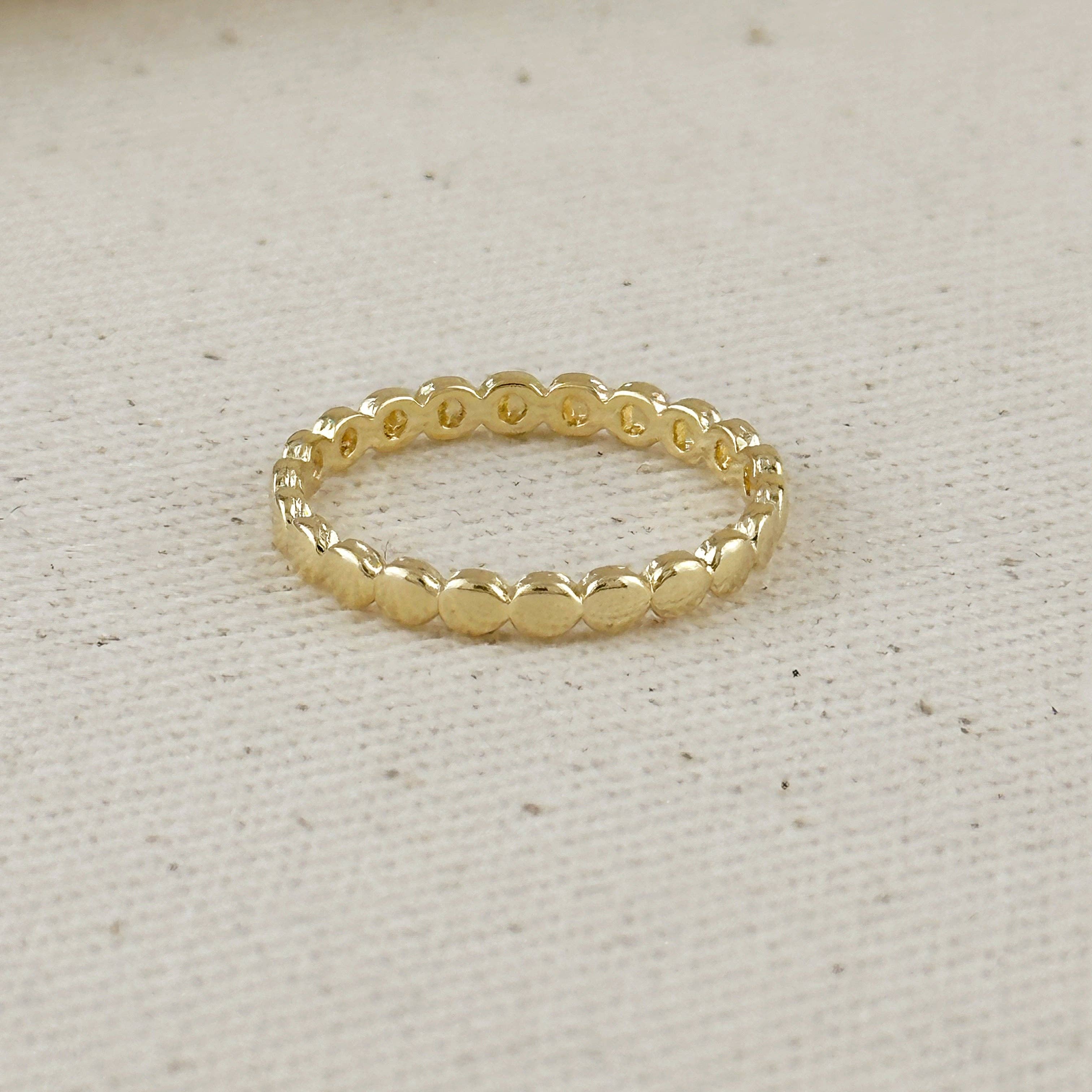 18k Gold Filled Flat Beaded Band Ring: 5