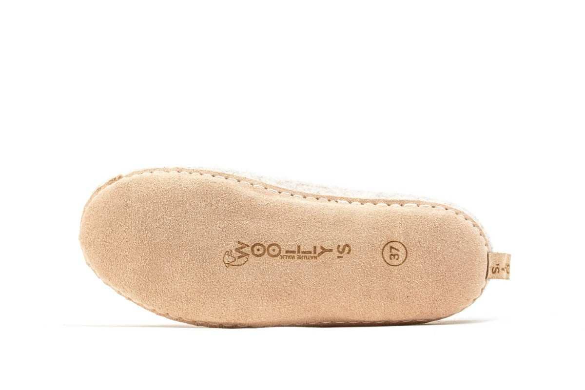 Indoor Open Heel Slippers With Leather Sole - Light Brown: 38