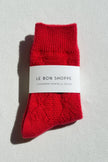 Cashmere Pointelle Socks (wholesale): Red