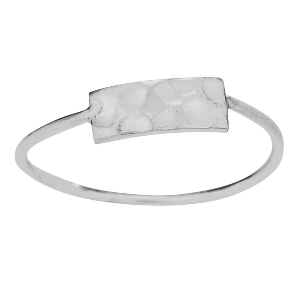 Hammered Rectangle Sterling Silver Ring: 7