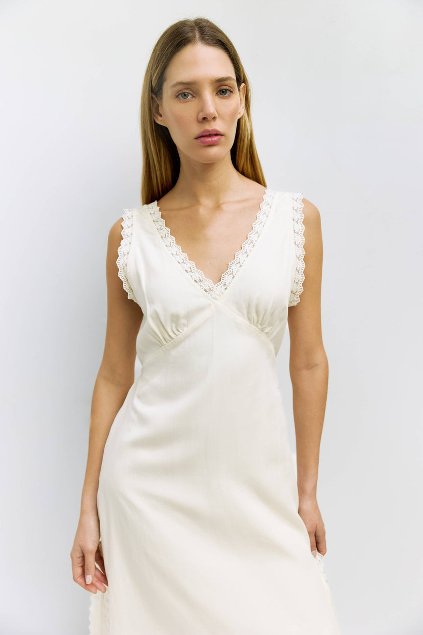The Mara Lace Trim Midi Dress