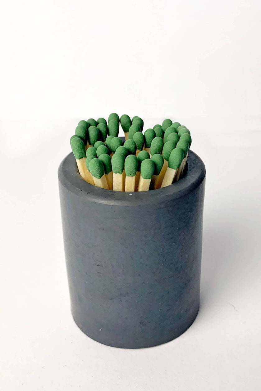 Concrete Match Holder with Striker Bottom: Assorted / Green