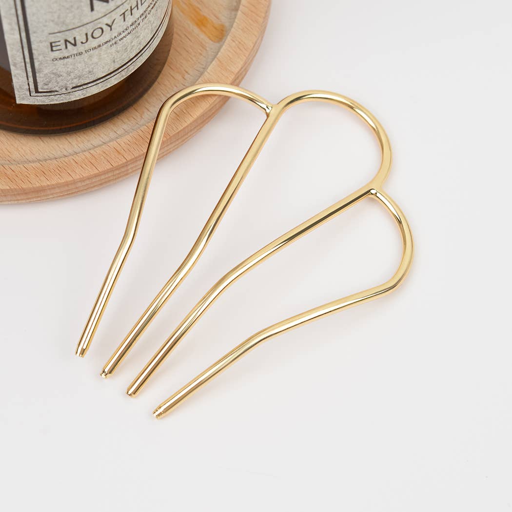 M-shaped Metal Updo Hairpin: Silver