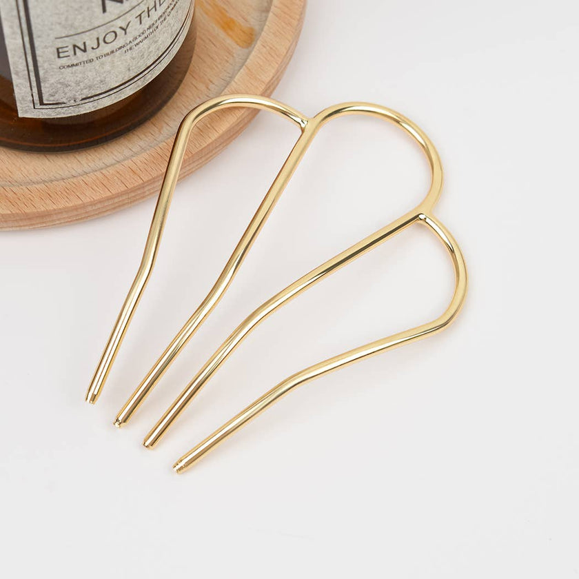 M-shaped Metal Updo Hairpin: Silver