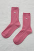 Embroidered Her Socks - Mercerized Combed Cotton Rib: Pink Water + Heart
