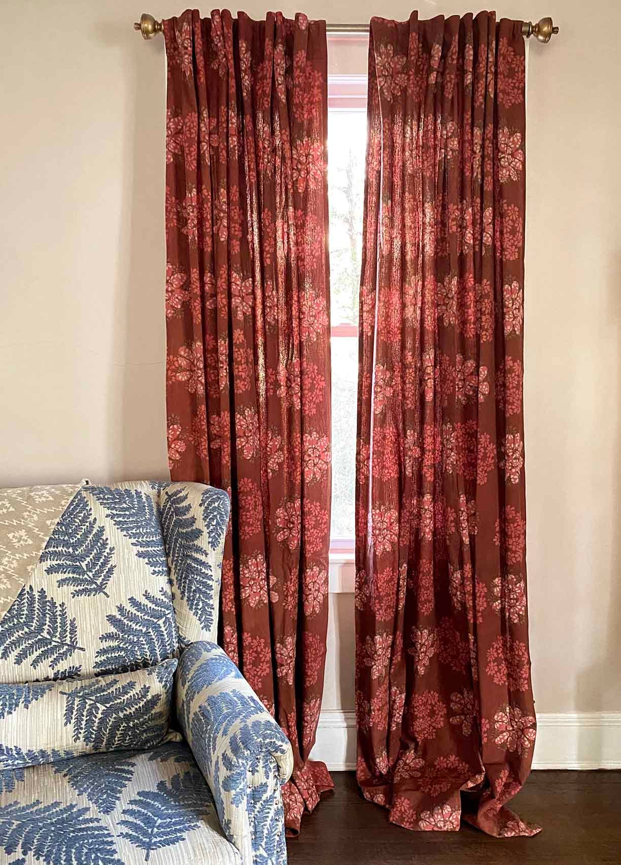 Floral Cotton Curtains | Hand Block Printed | Forget Me Not: 56