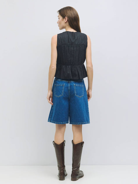 The Duns Ruche Tie-Front Top