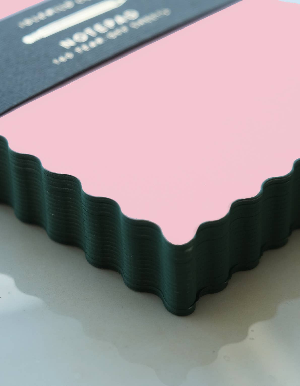 Mini Wave Shaped Notepad | Pink + Evergreen Edge