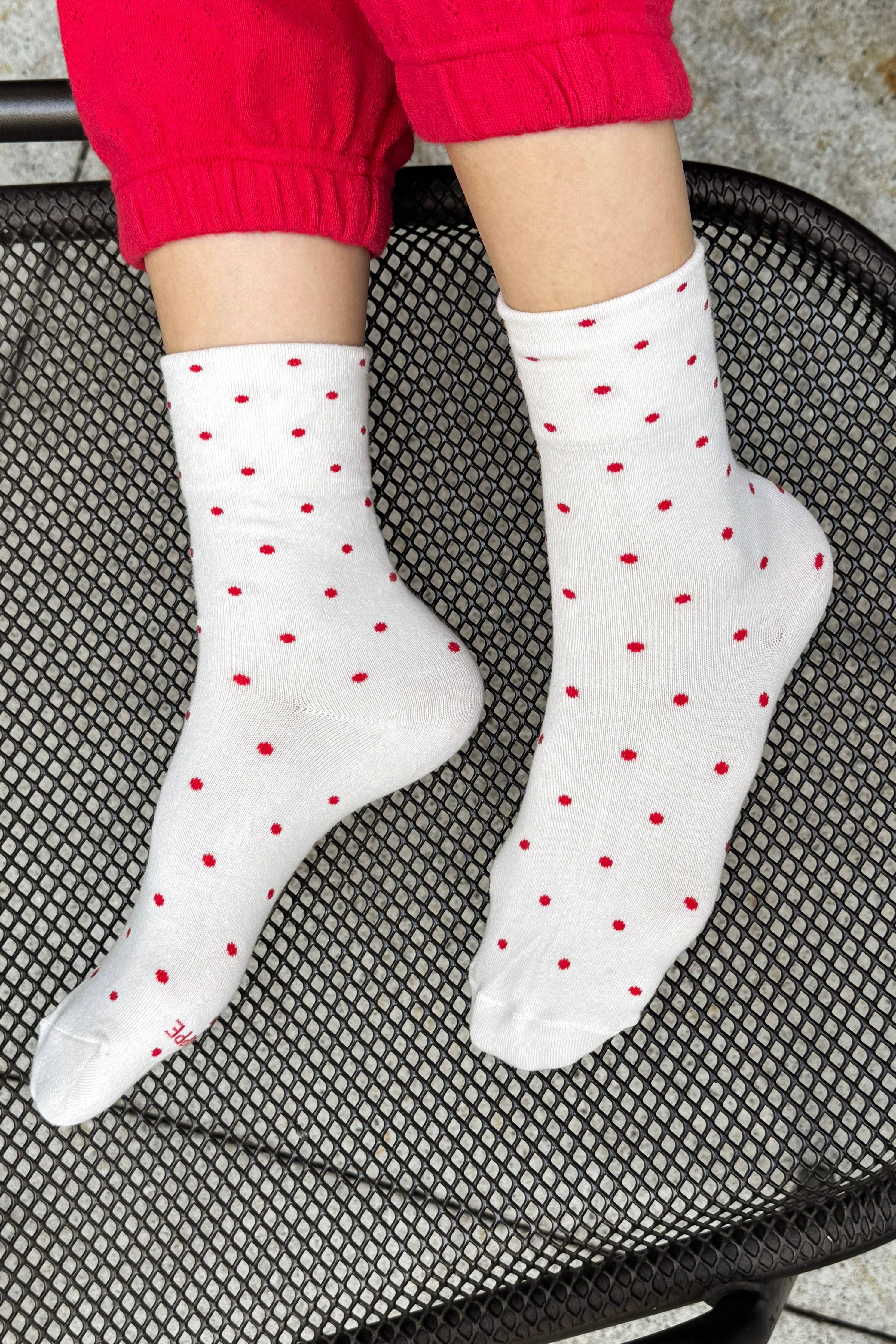 Polka Dot Sneaker Socks (wholesale): CACAO/BLUE