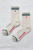Embroidered Boyfriend Socks (wholesale): Parchment + Heart