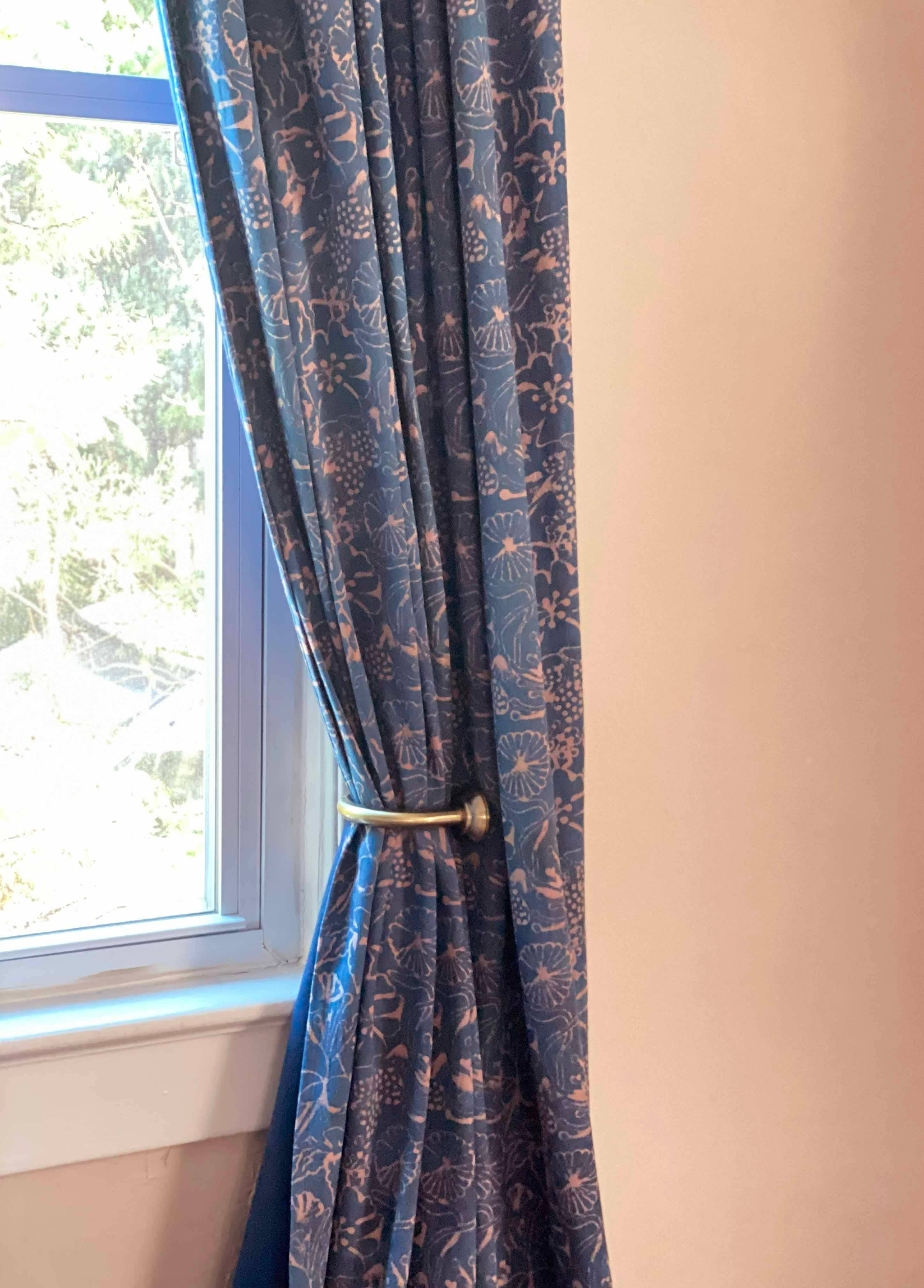 Handloom Block Print Curtain, Indigo Floral Panel | Haseena: 56