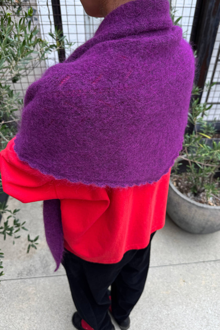 Mohair Pointelle Shawl (wholesale): Ht. Grey