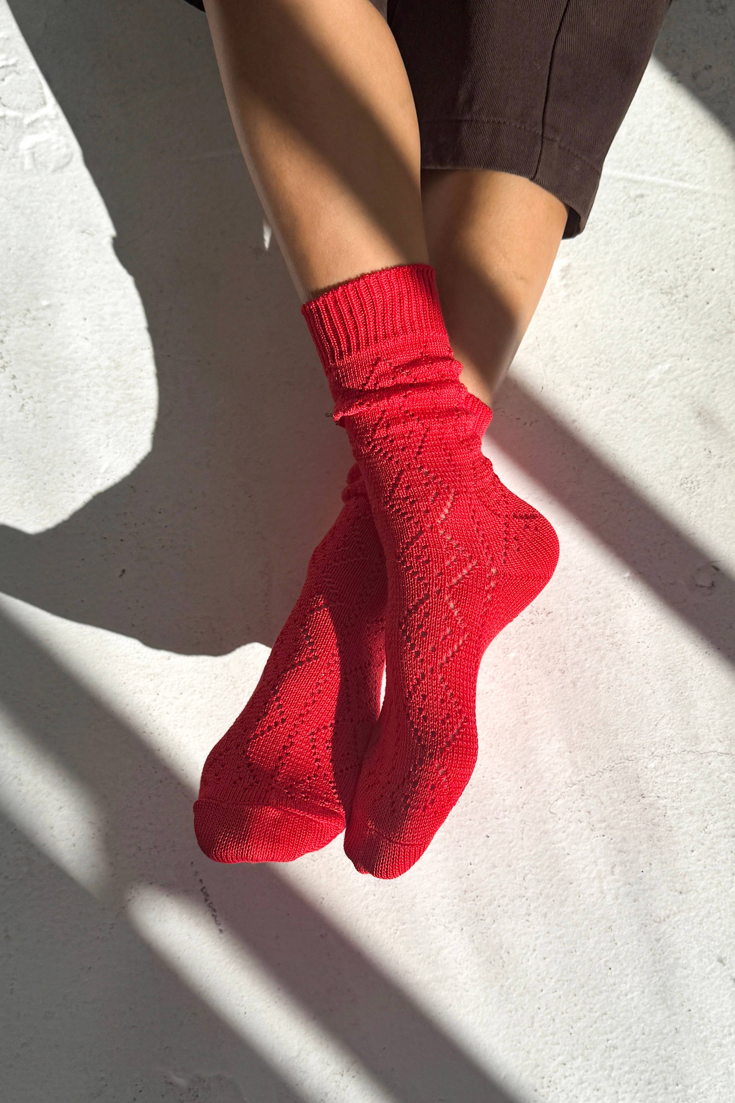 Modal Eyelet Socks (wholesale): Cobalt