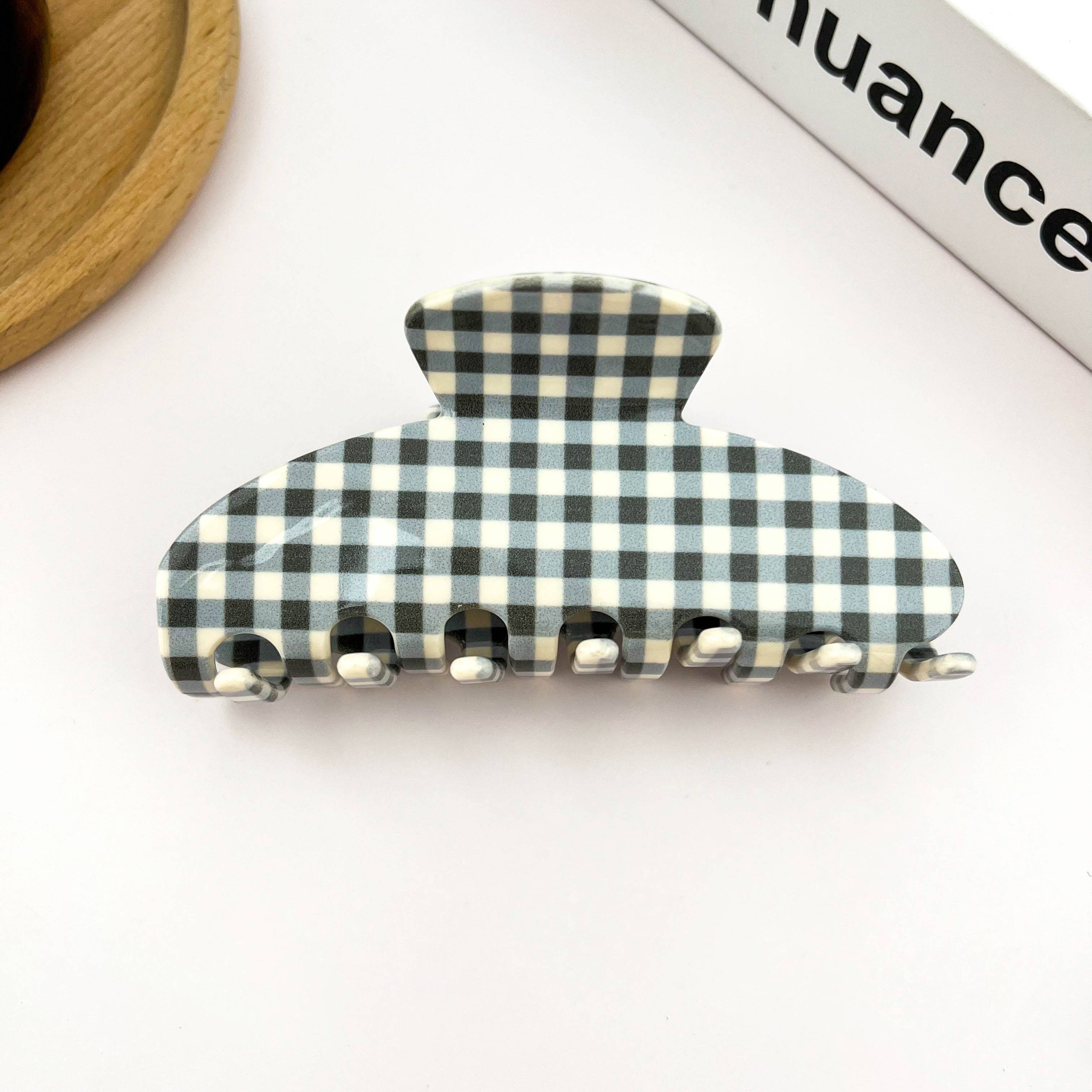 Minimalist Acetate Checkerboard Hair Claw Clip: Pink Red
