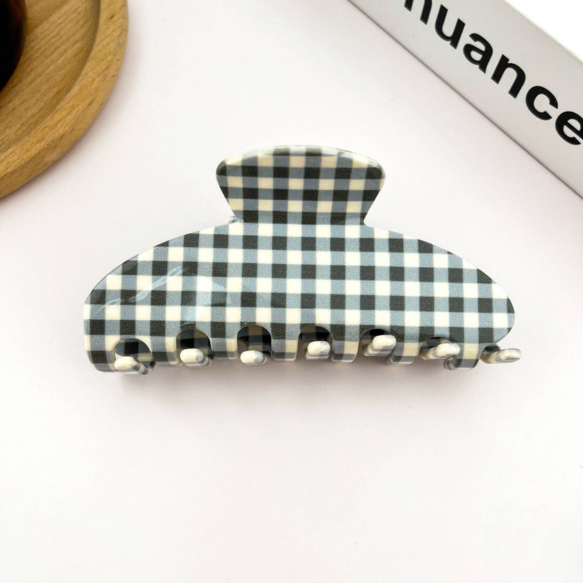 Minimalist Acetate Checkerboard Hair Claw Clip: Pink Red