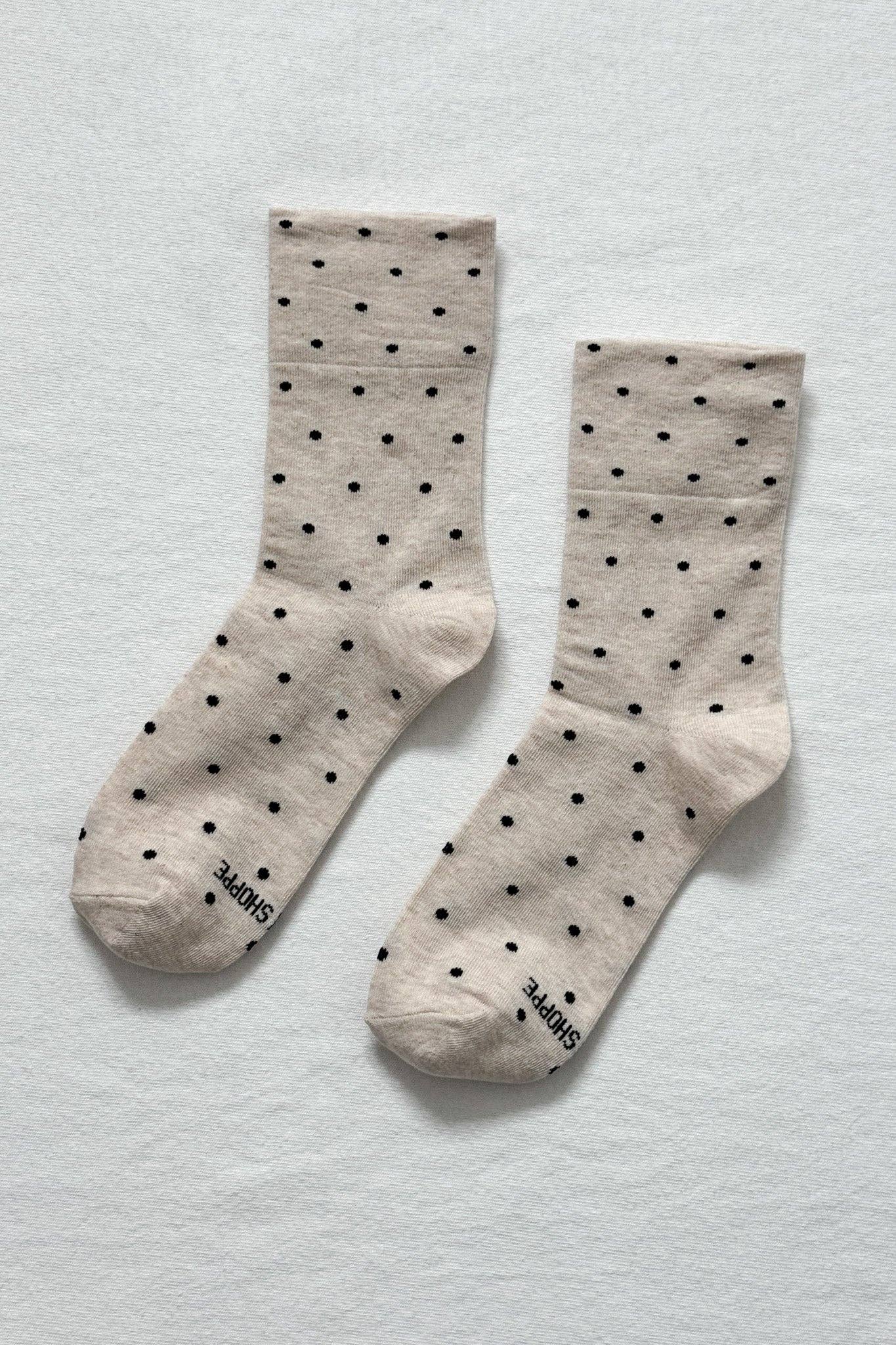 Polka Dot Sneaker Socks (wholesale): CACAO/BLUE