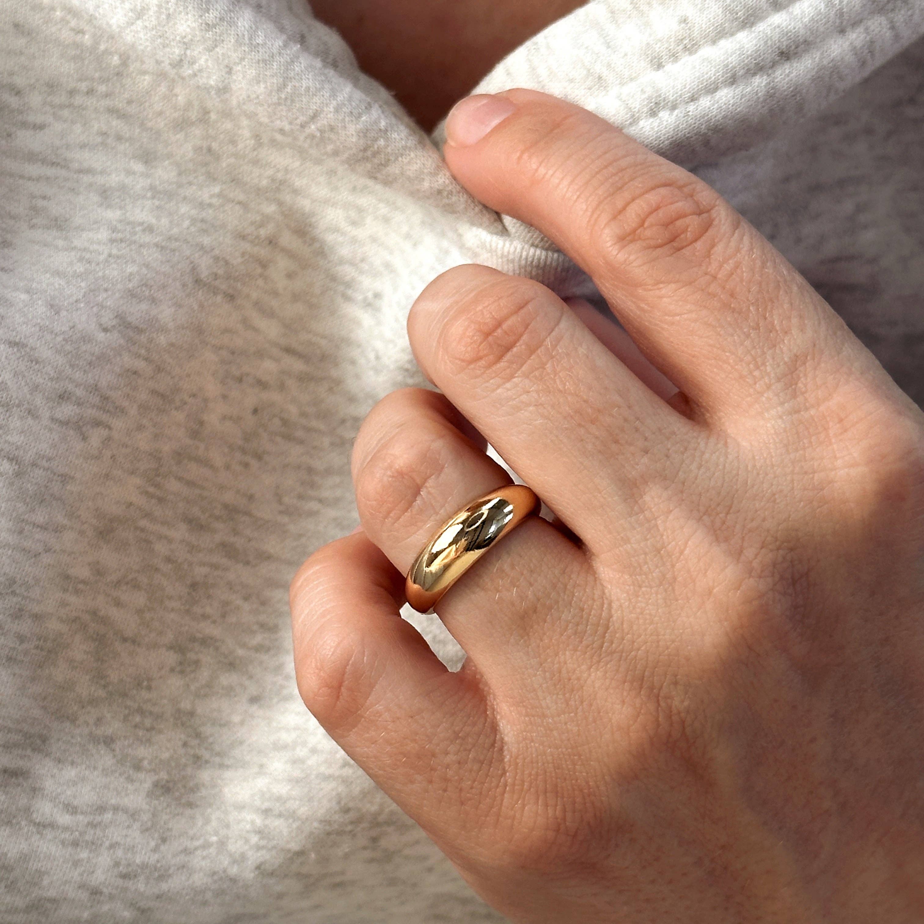 18k Gold Filled Mini Polished Dome Ring: 8