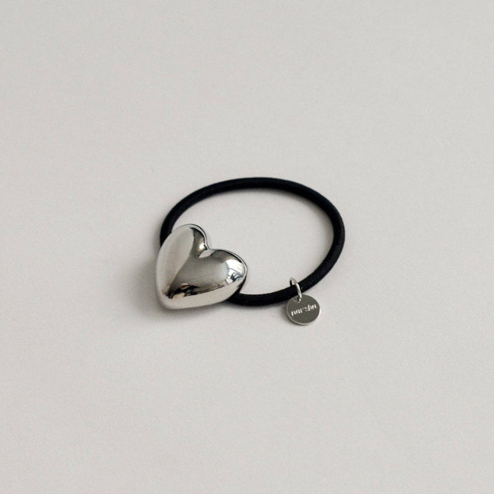 Heart-Shaped Metal Cuff Hair Tie | Silver