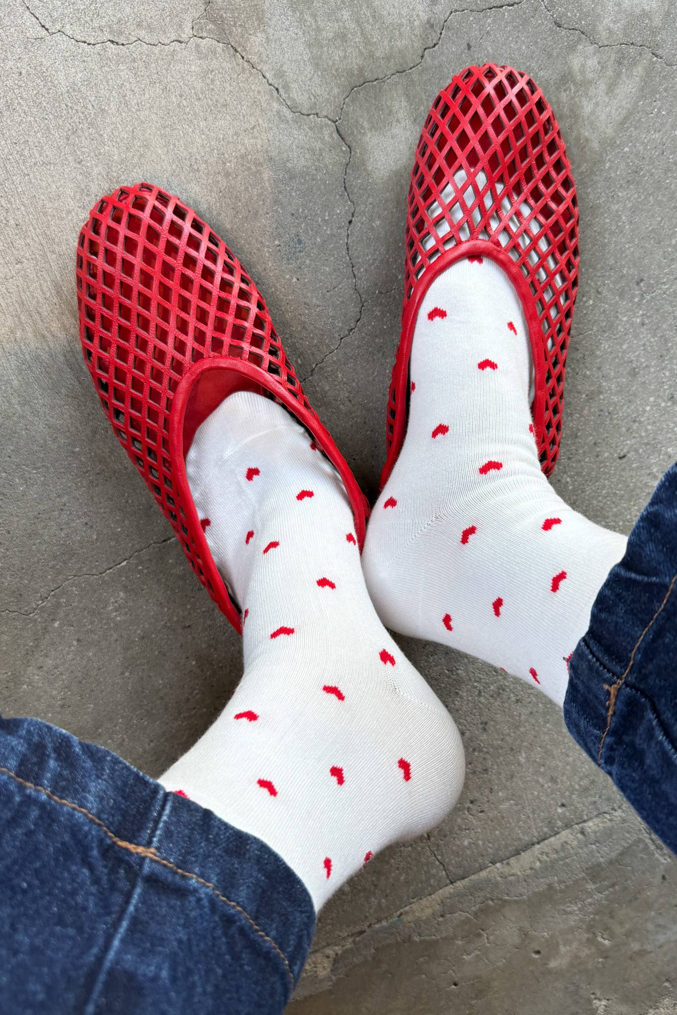 Sneaker Socks: Heart - Black / Cream
