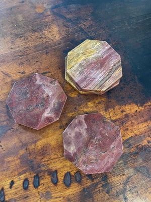 Vintage Red Agate Coaster Set of 5