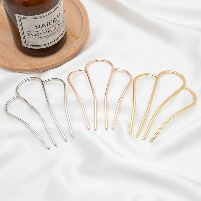 M-shaped Metal Updo Hairpin: Silver
