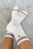 Embroidered Boyfriend Socks (wholesale): Parchment + Heart