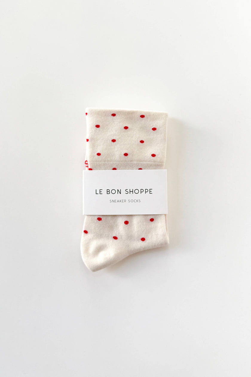 Polka Dot Sneaker Socks (wholesale): CACAO/BLUE