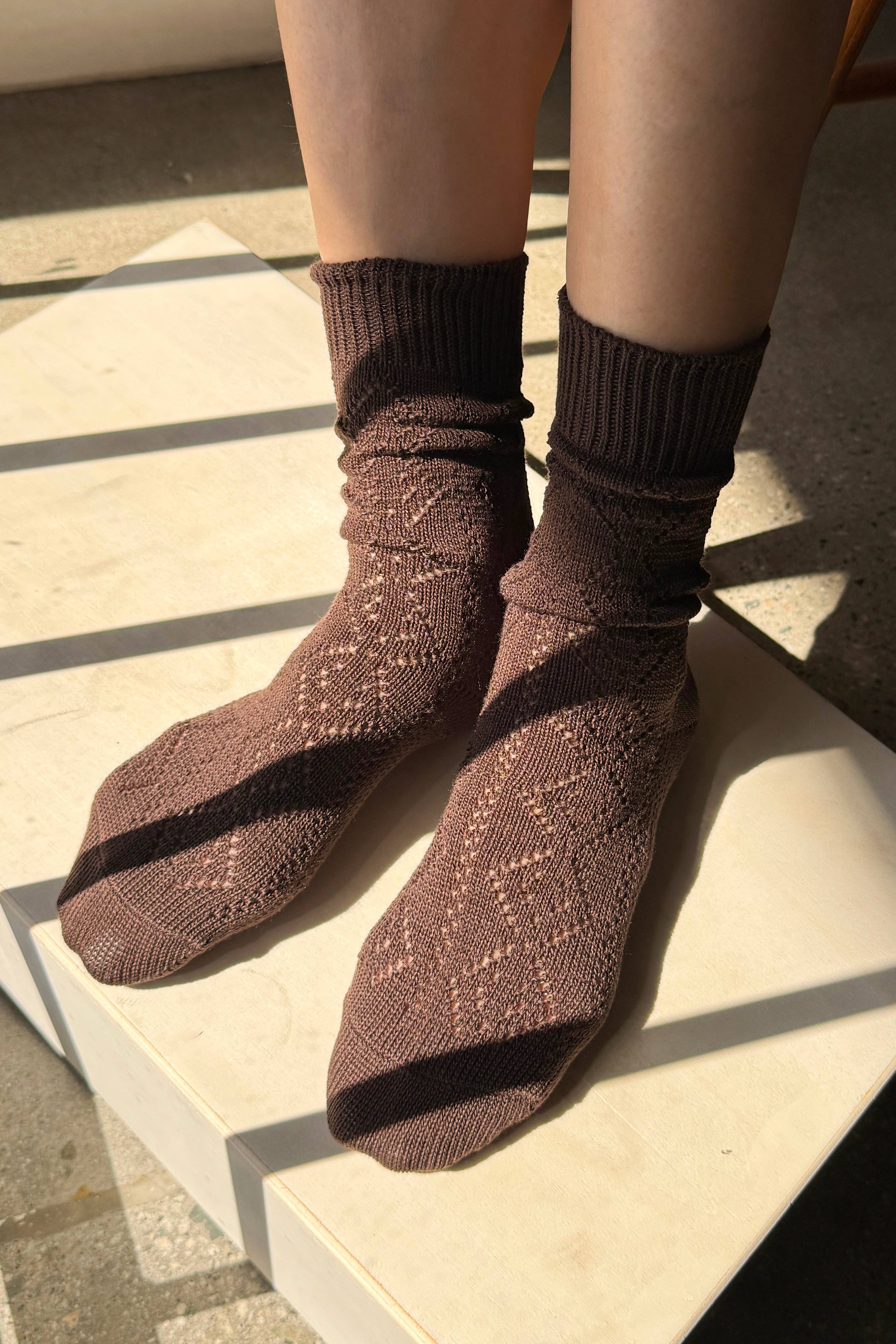 Modal Eyelet Socks (wholesale): Cobalt