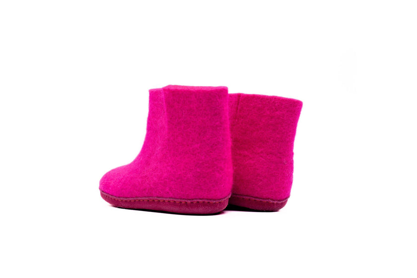Indoor Kids Boots With Leather Sole - Fuchsia: 24/25