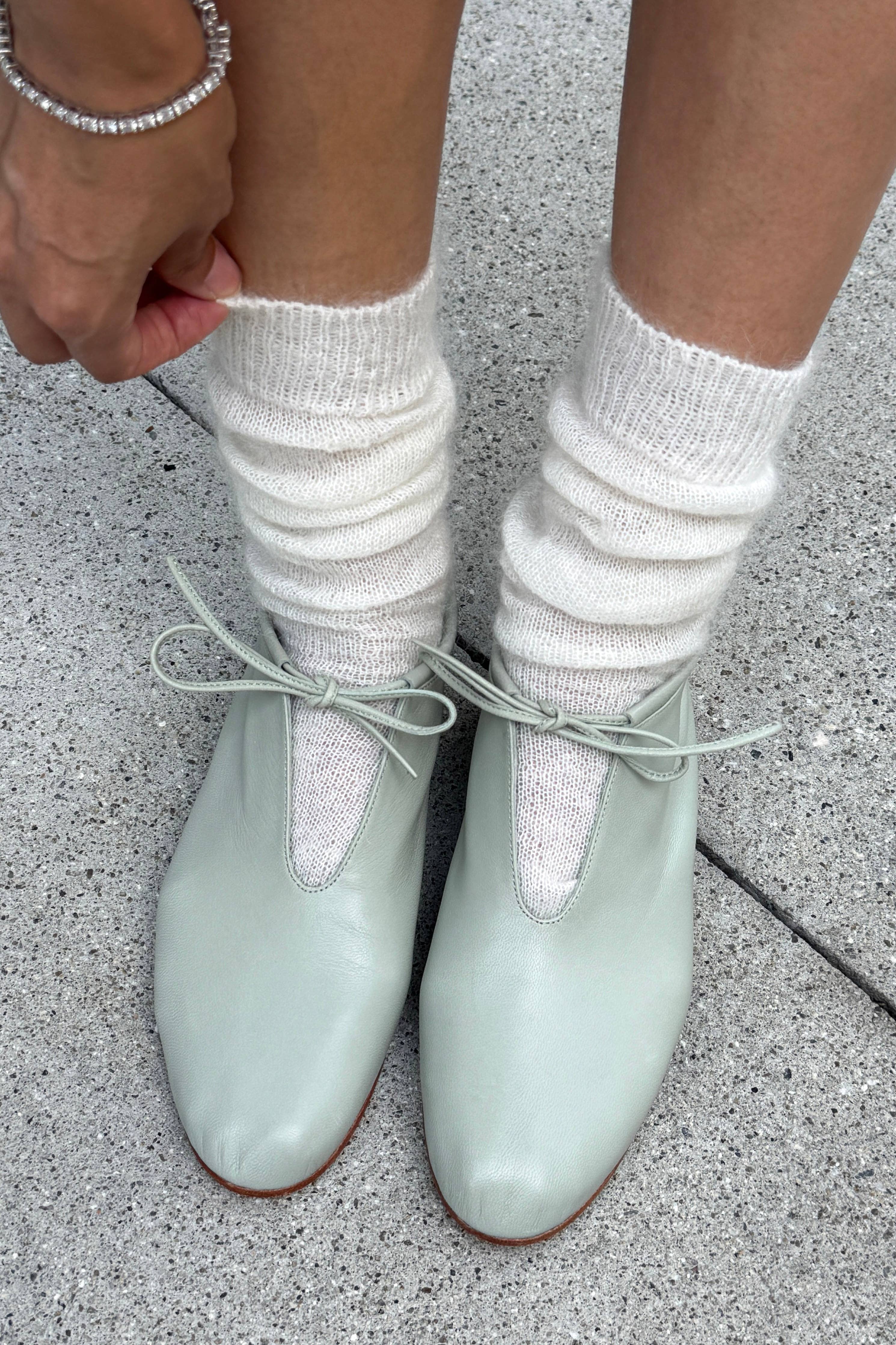 Mohair Veil Socks (wholesale): Mountain Olive