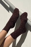 Polka Dot Sneaker Socks (wholesale): CACAO/BLUE