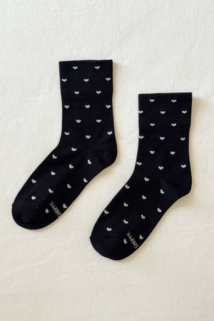 Sneaker Socks: Heart - Black / Cream