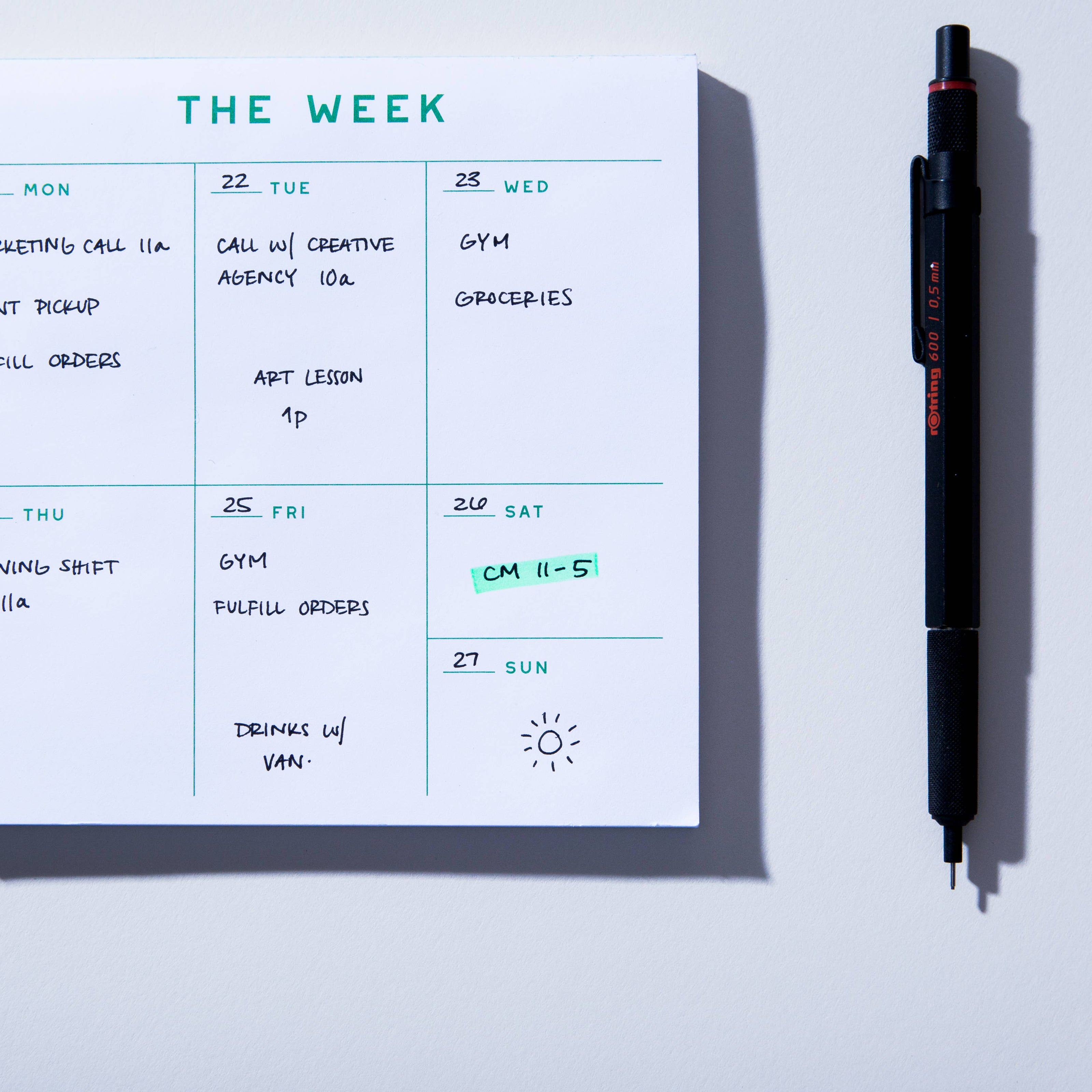 Small Weekly Desk Planner Notepad
