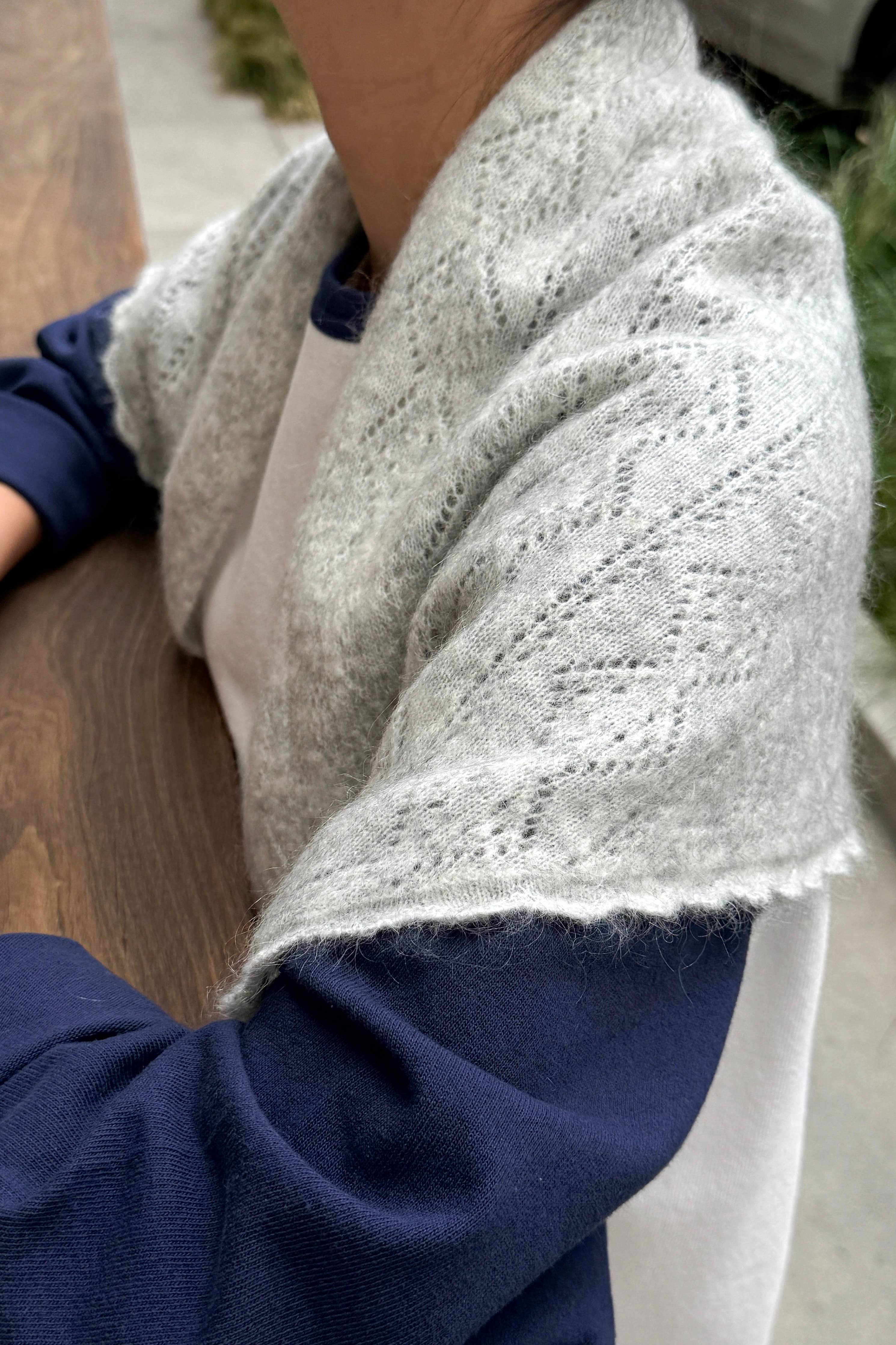 Mohair Pointelle Shawl (wholesale): Ht. Grey