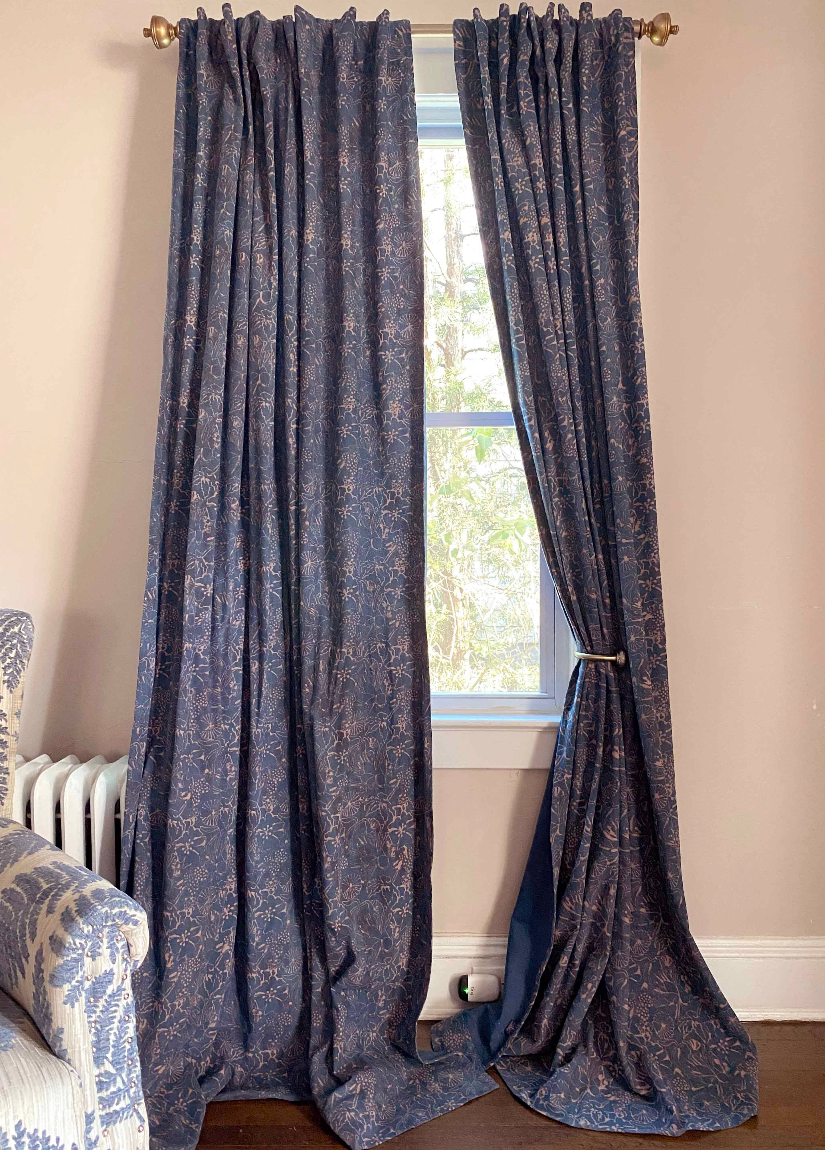 Handloom Block Print Curtain, Indigo Floral Panel | Haseena: 56